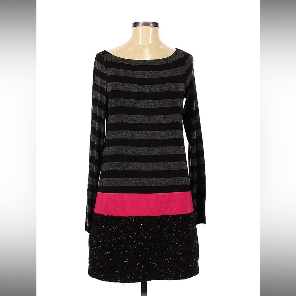Bailey 44 Knit Striped Black Grey Pink Wool Bottom Dress Medium